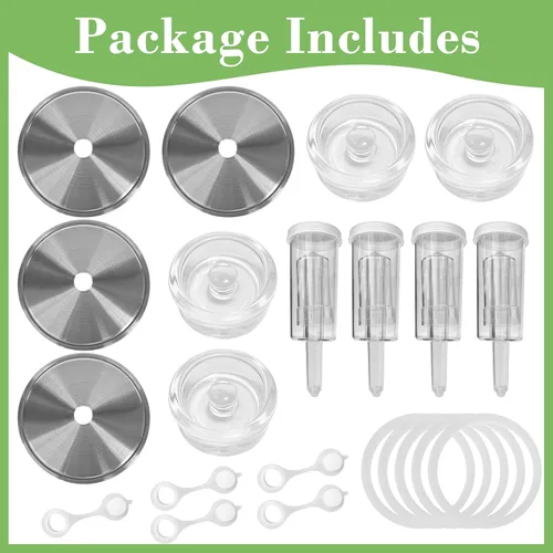 Miniatura 3 de Kit de fermentación de tarros de masón de boca ancha con 4 tapas de fermentación, 4 pesos de fermentación de vidrio, 4 esclusas para fermentación, 5