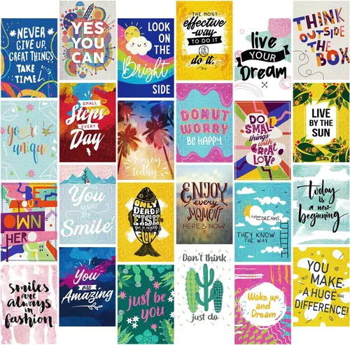 Miniatura 2 de Deeplay Tarjetas de felicitación motivacionales, 24 paquetes de tarjetas holográficas inspiradoras con citas, tarjetas de mejoramiento