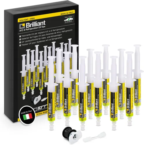 Miniatura 9 de ERRECOM Brillante - 0.2 fl oz (7.5 ml), Tinta UV Fluorescente para Detectar Fugas de Gas Refrigerante en Sistemas de A/C de Vehículos, Incluye