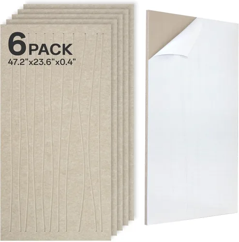 Miniatura 19 de Paquete de 6 paneles acústicos, 47.2 x 23.6 x 0.4 pulgadas, paneles de pared autoadhesivos insonorizados para oficina, estudio en casa, sala de Negro
