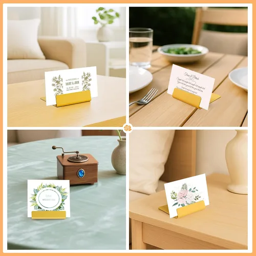 Miniatura 6 de Urban Deco Tarjetero de mesa de metal, tarjeteros de acero para fotos, letreros de comida, notas de notas, bodas, restaurantes, cumpleaños