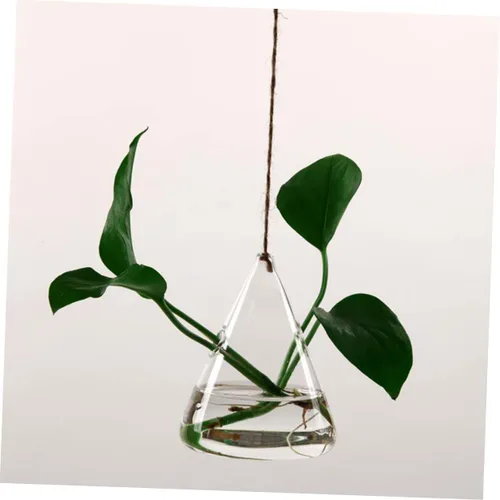 Miniatura 2 de UKCOCO 2 macetas geométricas colgantes de vidrio, recipientes de terrario hidropónicos triangulares para decoración de jardín