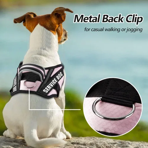 Miniatura 2 de Juego de arnés y parches para chaleco de perro, arnés para perro de servicio en entrenamiento Animire con 10 parches para perros, chaleco Rosa