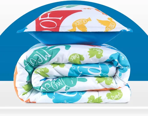 Miniatura 4 de SLEEP ZONE Juego de edredón para niños tamaño matrimonial/queen, juego de edredón de 3 piezas estampado súper suave y lindo para todas las Animal