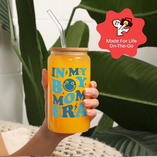 Miniatura 4 de KLUBI Regalos para Mamá de Niño para Nueva Madre Esperando - In My Boy Mom Era Cup Vaso de Café Helado de 16oz con Tapa y Pajita - Regalos de Baby
