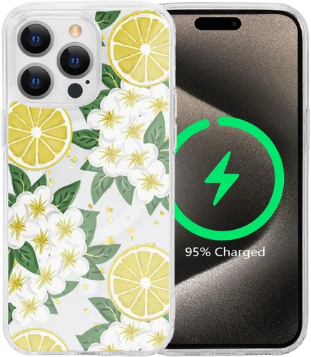 Miniatura 36 de Funda magnética de flores para iPhone 15 [compatible con MagSafe] Bonito patrón floral transparente a prueba de golpes