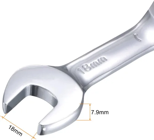 Miniatura 4 de uxcell Llave combinada de trinquete rechoncha de 0.709 in métrica 72 dientes 12 herramientas terminadas en caja de puntos, CR-V