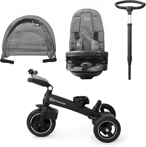 Miniatura 8 de Kinderkraft EASYTWIST Triciclo para niños pequeños, triciclo 5 en 1, asiento giratorio de 360°, material impermeable con filtro UPF50+, mango