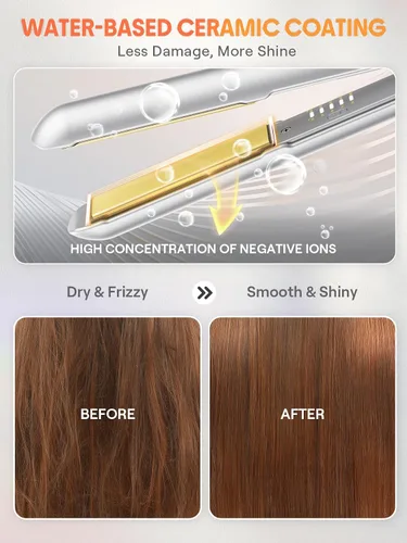 Miniatura 6 de SHEGLAM Plancha para el cabello, plancha plana de 1 pulgada y rizador con diente de peine, temperatura de memoria inteligente ajustable de 270 a 450