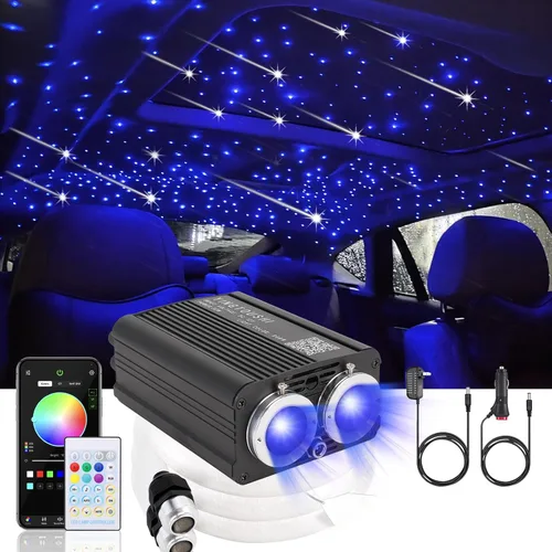 Kit de Luces de Estrella Twinkle Headliner, 1200 Piezas*0.03 pulgadas*9.8 pies Luces de Fibra Óptica de Techo con Efecto de Estrella Fugaz Meteoro