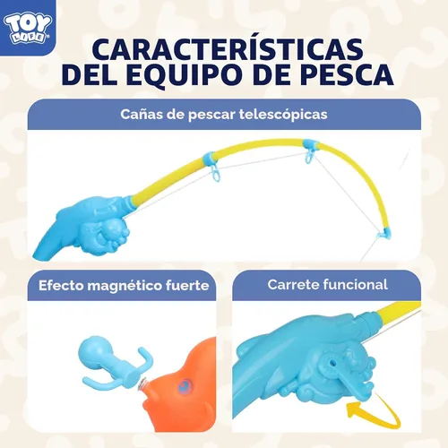 Miniatura 5 de TOY Life Juego de pesca magnético para 4 jugadores para niños de 3 a 5 años, juego de caña de pescar para niños pequeños con juguetes de peces, 4