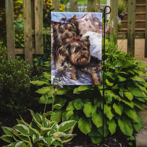 Miniatura 383 de Caroline's Treasures PPP3090GF - Bandera decorativa para jardín de bulldog inglés y otoño, para exteriores, patio, flores, tamaño de jardín