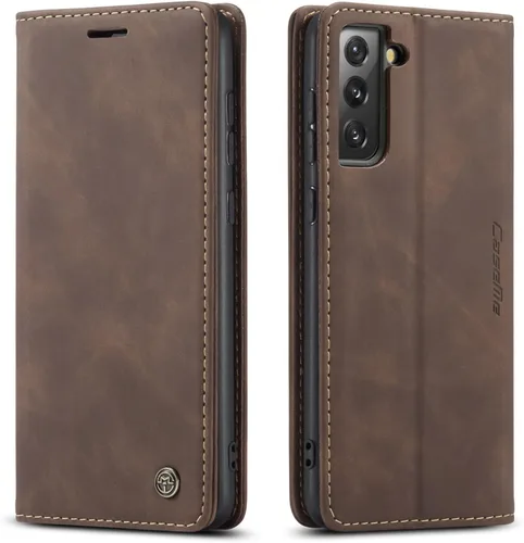 Miniatura 23 de Funda tipo cartera compatible con Samsung Galaxy S21 con tarjetero de bloqueo RFID, funda de piel con función atril para Samsung Galaxy S21 de 6.2