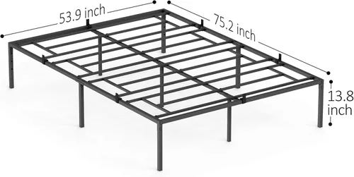 Miniatura 2 de Coucheta Marco de cama matrimonial, marco de cama matrimonial de metal negro de 14 pulgadas, no necesita somier, base de cama de plataforma