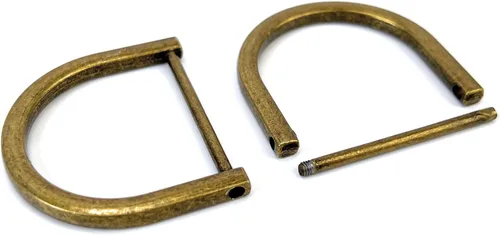Miniatura 28 de 4 anillos en D resistentes con grillete de 1-1/2 pulgadas, oro antiguo, en forma de U, repuesto para bolso, llavero, collar de perro