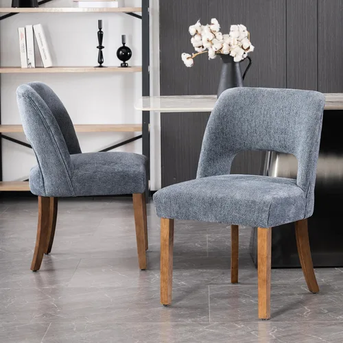 Miniatura 15 de VKNOW Juego de 2 sillas de comedor de madera, silla de comedor tapizada en tela moderna, silla de cocina, silla de cena de granja para cocina y Verde