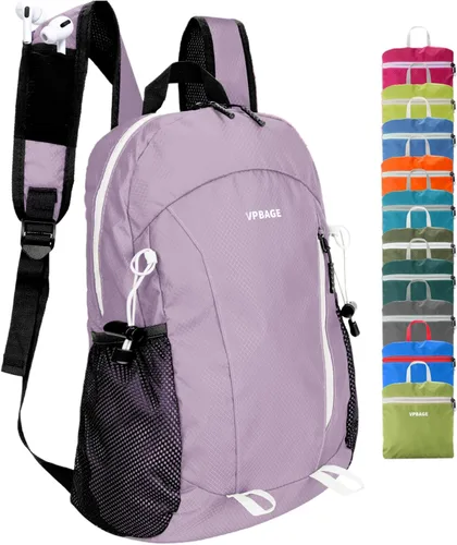 VPBAGE Mochila de Senderismo Resistente al Agua de 15L, Mochila Pequeña de Viaje al Aire Libre, Mochila Ligera de Día con Bucles para Herramientas
