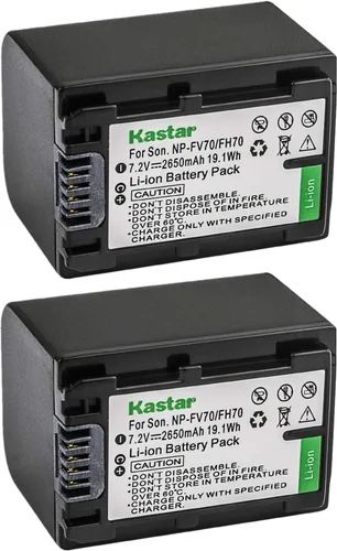 Kastar Batería NPFH70 (paquete de 2) para Sony NP-FH100, FH60, FH70, NP-FH90, TRV y Sony DCR-DVD405 407E 408 410E 450 602E 610 650E DCR-HC96