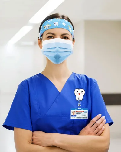 Miniatura 5 de 4 piezas de regalos para dentistas, accesorios de higienista dental, diademas con botones, carrete de insignia de acrílico con purpurina, bolsa
