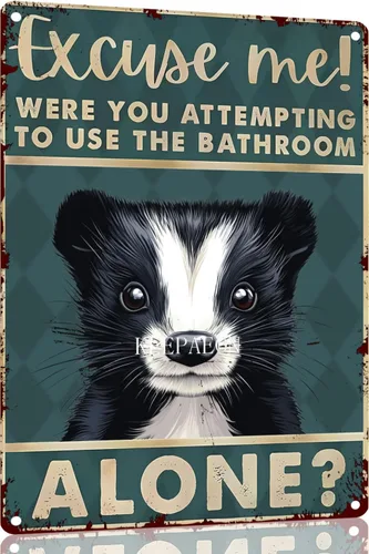 Miniatura 8 de Skunk Bathroom Wall Decor Signs Metal Aluminum Sign Remember to Wipe Bathroom Decor Weird Stuff 12x8 Inches Decor Funny Poster Funny Bathroom 8294