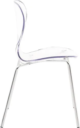 Miniatura 7 de Meridian Furniture Clarion Collection Modern - Silla de comedor apilable de policarbonato Lucite contemporánea con patas de metal resistentes, juego