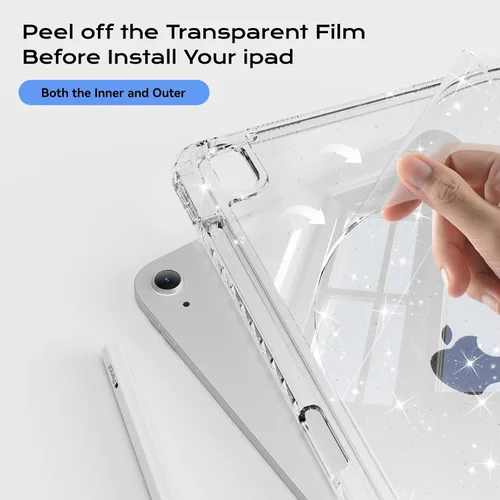 Miniatura 6 de Funda compatible con iPad de 11ª y 10ª generación de 11 pulgadas 2025/10.9 pulgadas 2022, parte trasera transparente brillante con soporte