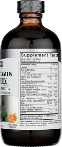 Miniatura 6 de Nature's Answer El complejo líquido de vitamina B apoya niveles de energía saludables Promueve la función nerviosa saludable Sabor a mandarina