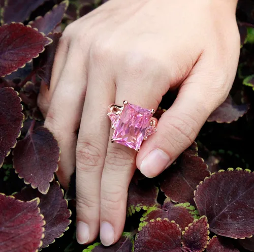 Miniatura 3 de Lavencious Anillos elásticos grandes y brillantes con circonitas cúbicas para mujer, talla 7-9