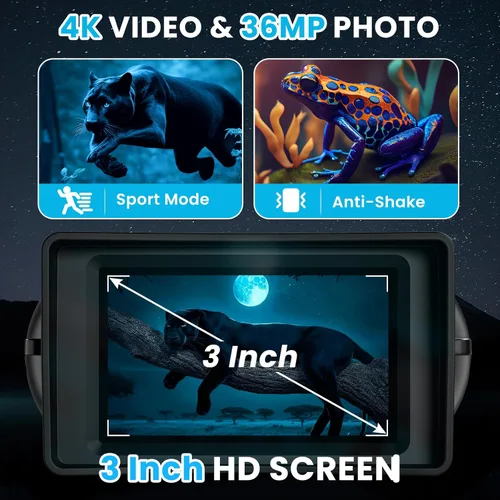 Miniatura 2 de WARMTUYO Gafas de visión nocturna 4K, binoculares de visión nocturna HD de 3.0 pulgadas, visión nocturna infrarroja portátil de 9 niveles, zoom