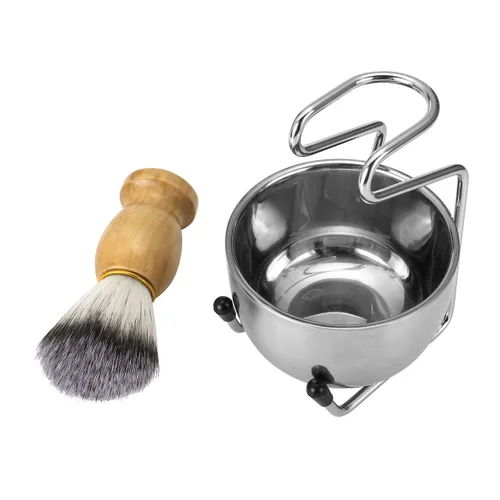 Miniatura 3 de Juego de brochas de afeitar para hombre, incluye jabón de afeitar de 3.53 oz, soporte de cepillo de afeitar de cabello suave, acero inoxidable