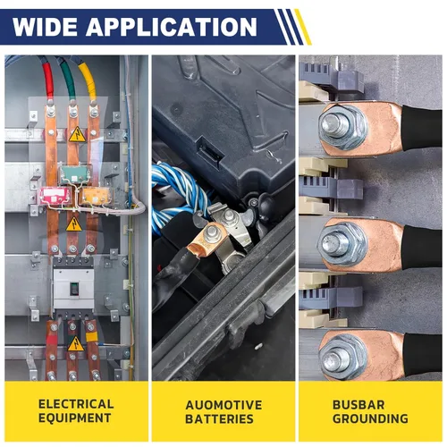 Miniatura 4 de Haisstronica Kit de 60 lengüetas de alambre de cobre (AWG 8 6 4), extremo de cable de batería resistente, conectores de crimpado de cobre desnudo