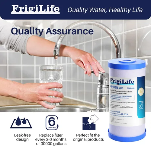 Miniatura 6 de FXHTC - Filtro de agua de carbón activado por sedimentos de 5 micrones, 10 x 4.5 pulgadas, repuesto para GE FXHTC, GXWH40L, GXWH35F, GNWH38S