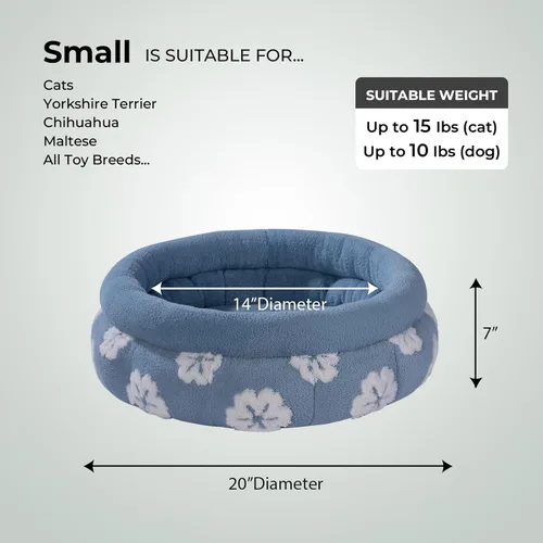 Miniatura 5 de BALANCE Camas para gatos de interior, cama redonda lavable para gatos, bonita cama para gatitos de flores en 3D con parte inferior antideslizante