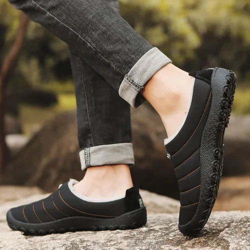 Miniatura 5 de UBFEN - Pantuflas cálidas de invierno para hombre y mujer con forro de felpa mullida, zapatos de casa con suela de caucho antideslizante