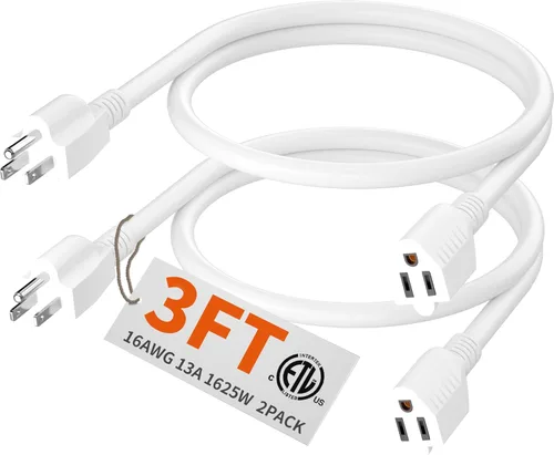 Miniatura 41 de HUANCHAIN Cable de extensión para interiores y exteriores, 50 pies, impermeable, calibre 16/3, flexible, resistente, cable de extensión para Amarillo