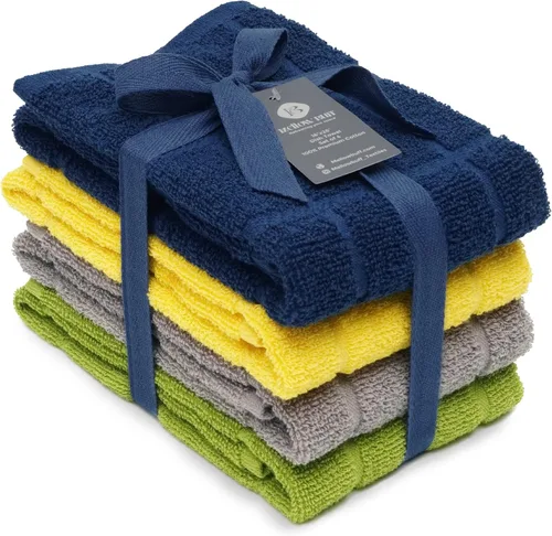 Toallas de cocina de rizo de 100 % algodón, paquete de 4 unidades, sólidas, 16 x 26 pulgadas, toallas de cocina súper suaves y absorbentes,