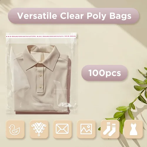 Miniatura 5 de Egofine Bolsas de celofán autosellables, 100 bolsas transparentes resellables para tapetes de fotos de 10 x 14 pulgadas