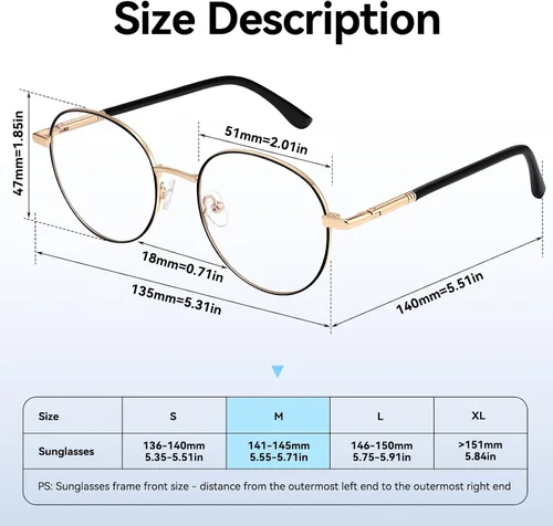Miniatura 5 de Dollger Gafas redondas con bloqueo de luz azul para mujeres y hombres, lentes transparentes circulares, marco de metal, lentes