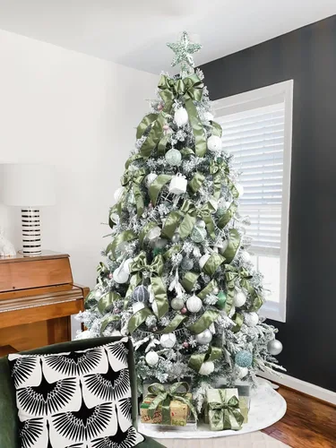 Miniatura 5 de HUIHUANG Cinta de terciopelo verde con alambre de 2-1/2 pulgadas, cinta de terciopelo verde musgo para árbol de Navidad, lazos grandes, coronas