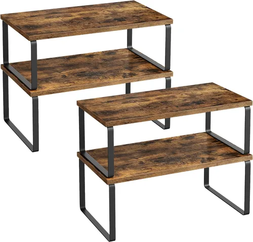 SONGMICS Estante organizador de gabinete, juego de 4 estantes de encimera de cocina, almacenamiento de cocina, estante de especias, apilable, Tinta