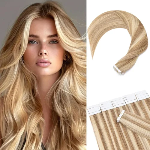 Extensiones de cabello humano con cinta adhesiva invisible, sin costuras, doble cara, extensiones de cabello humano recto natural de Remy para