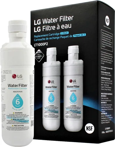 LG LT1000P2 - Filtro de agua de repuesto para refrigerador de 6 meses/200 galones, reduce el cloro, 2 unidades (paquete de 1), color blanco.