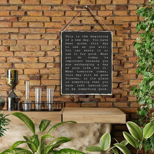 Miniatura 2 de Arte de pared inspirador motivacional con texto en inglés "This Is The Beginning Of A New Day" de madera, letrero colgante positivo, decoración