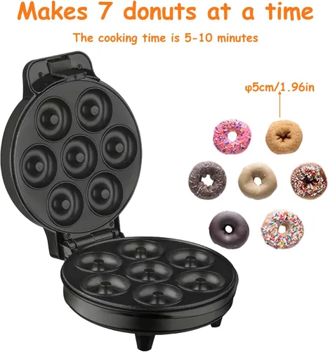 Miniatura 4 de Mini Donut Maker Machine 7 Holes, Small Doughnut Maker, With Temperature Control Double-Sided Heating Non-stick, Suitable for Children's Breakfast