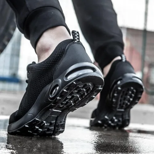 Miniatura 5 de Tinefiy Zapatos de punta de acero para hombres y mujeres, ligeros, con amortiguación de aire, zapatillas de seguridad antideslizantes
