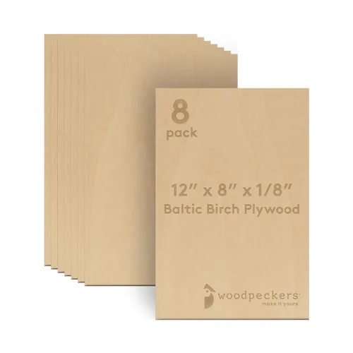 Miniatura 10 de Woodpeckers - Madera contrachapada de abedul báltico, 0.118 in, 1/8 x 5 x 7 pulgadas, paquete de 12 hojas de abedul báltico de grado B/BB, perfectas
