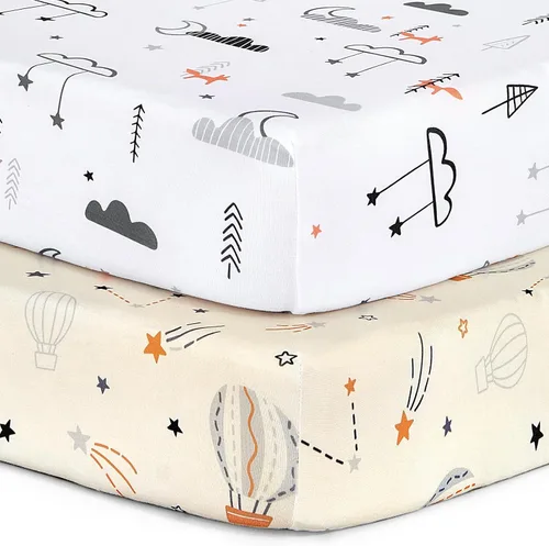 Miniatura 40 de Pack n Play Sheets, BROLEX 2 Pack Mini Crib Sheets,Stretchy Portable Fitted Playard Sheet Set, Convertible Playard Mattress Cover,Ultra Soft