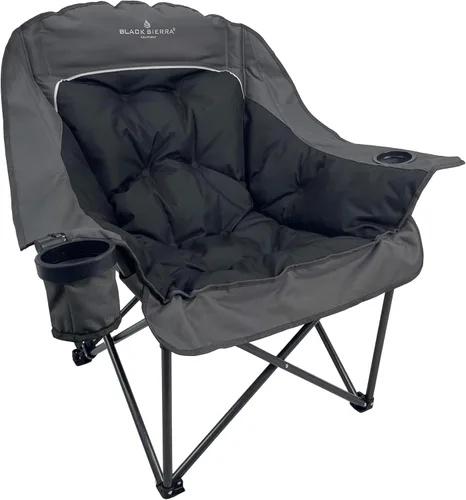 Miniatura 15 de Black Sierra Silla de campamento de gran tamaño para adultos, asiento al aire libre resistente con acolchado de felpa, soporta 400 libras, Marrón