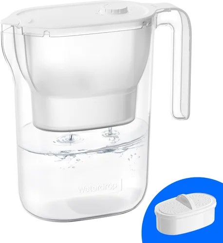 Miniatura 14 de Waterdrop Jarra de Filtro de Agua con 1 Filtro, 5X Veces Más Duración, Dura 200 Galones, para Refrigerador, Encimera y Regalo, Reduce PFOA/PFOS, Azur