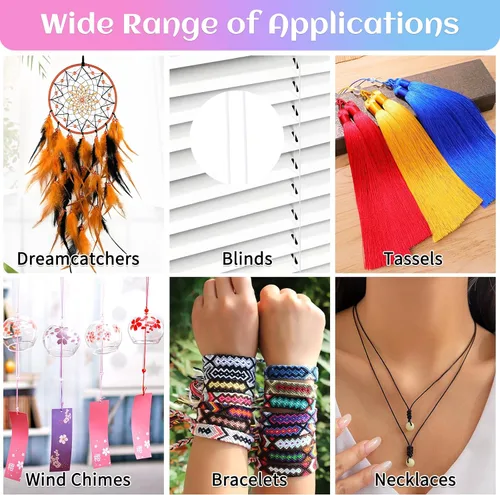 Miniatura 7 de Cuerda de nailon para pulseras, 20 rollos de cordón de nudo chino de 0.028 in Kumihimo para hacer pulseras de la amistad, hilo para hacer joyas